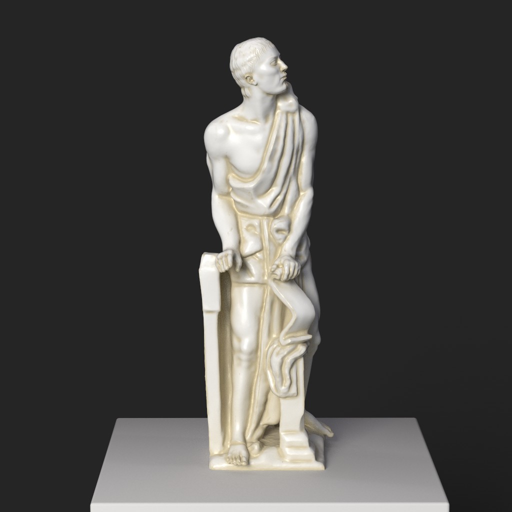 Scultura dell'Eloquenza in resina con finitura in patina.