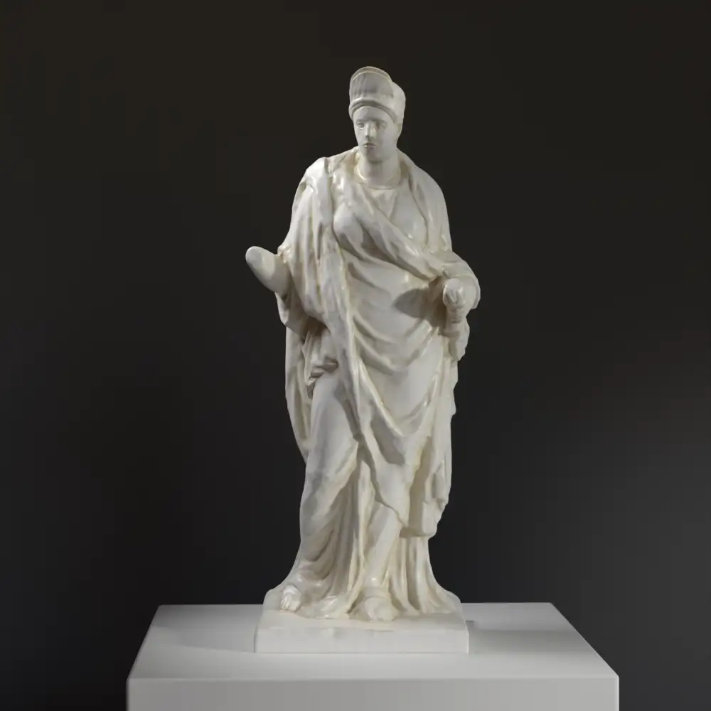 Scultura di Agrippina in toga con rotolo, replica in resina.