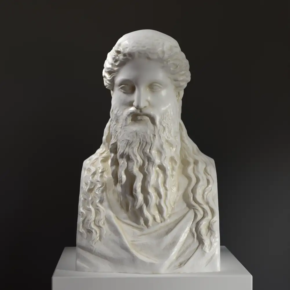 Busto di Dionisio tipo Sardanapalo su un'erma moderna, replica di scultura classica.