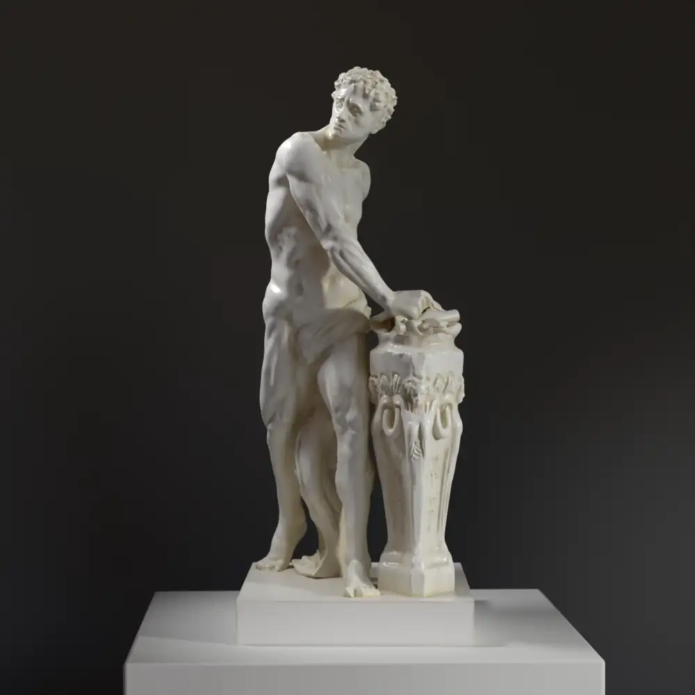 Scultura di Gaius Mucius Scaevola che infila la mano tra le fiamme.