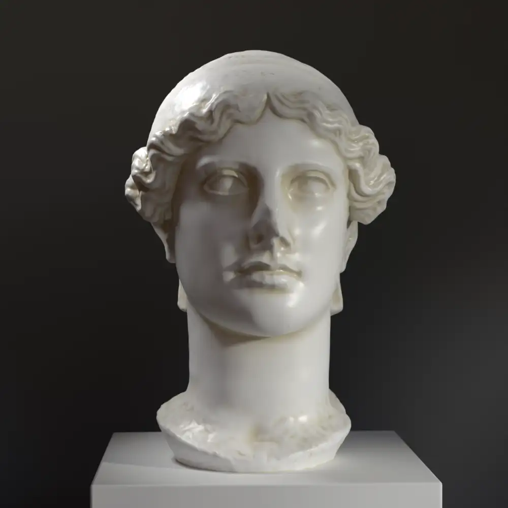 Replica del Busto della Vittoria in resina con effetto marmo e bronzo.