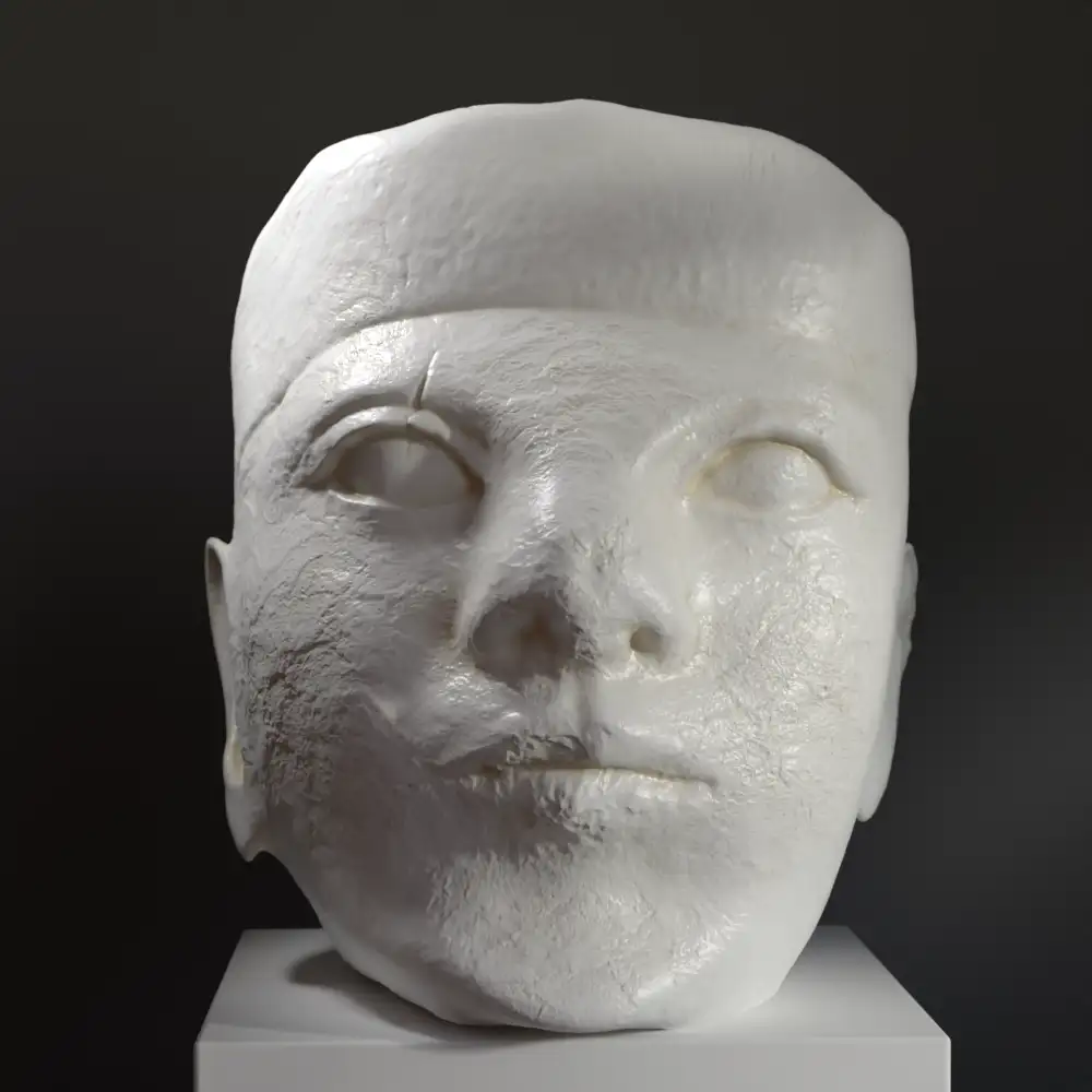 Busto della Testa di Calcare di un Re, replica dell'arte egiziana.