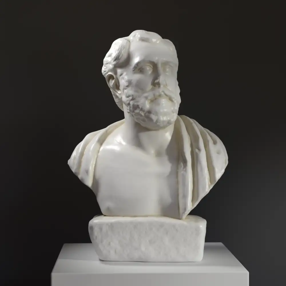 Replica del Busto del filosofo Polemone in resina con patina.