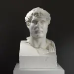 Busto di Erma di un Kosmetes in resina con patina che imita marmo e bronzo.
