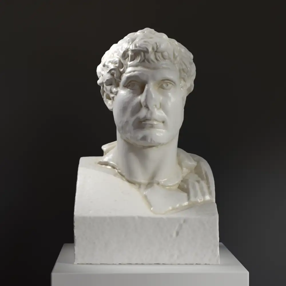 Busto di Erma di un Kosmetes in resina con patina che imita marmo e bronzo.