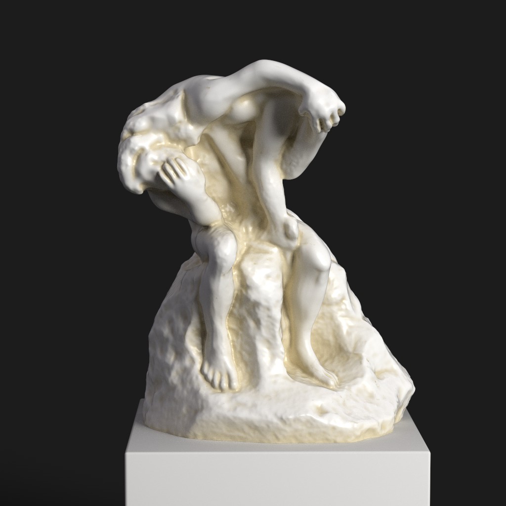Replica della scultura del Fabbro e della sua Musa, un'opera che esplora il tema dell'ispirazione.
