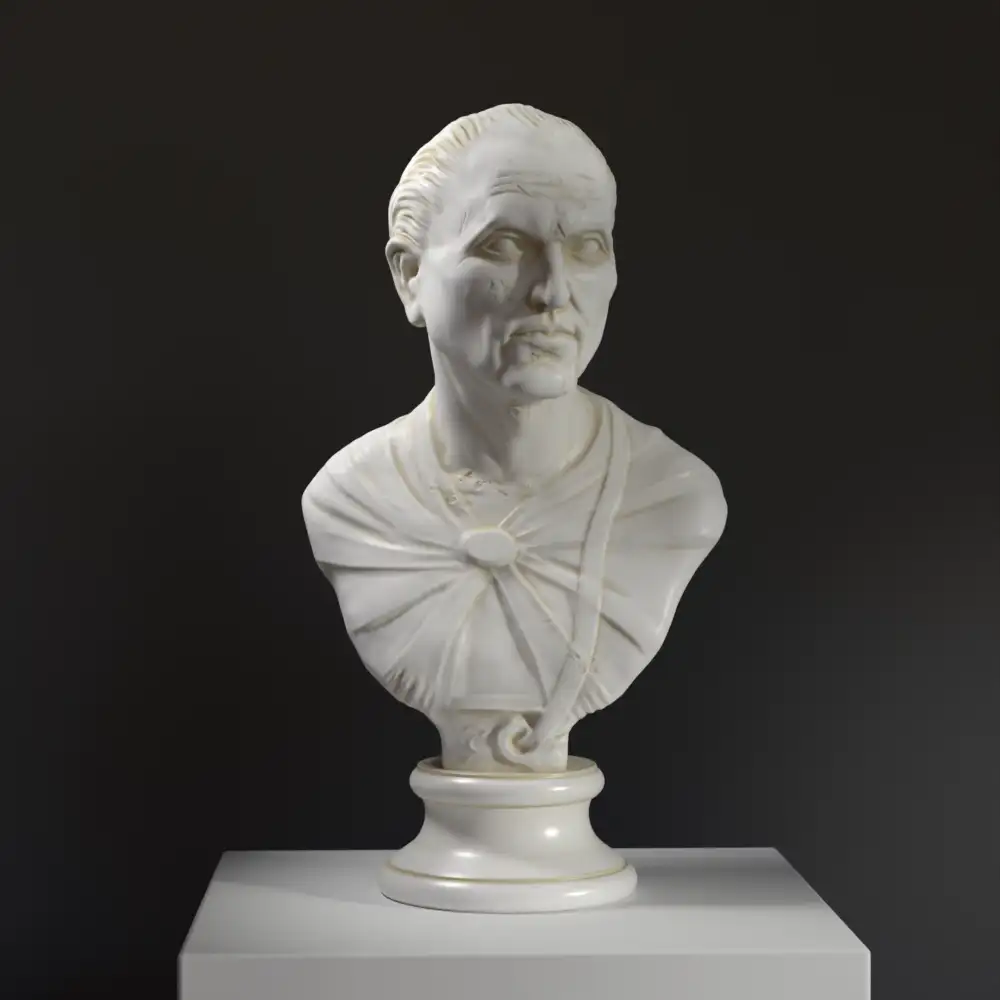 Busto di un Lictore in resina con finitura marmo e bronzo.