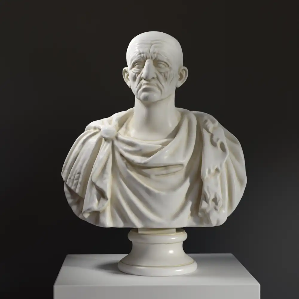 Busto del Vecchio di Orticoli in resina con patina.