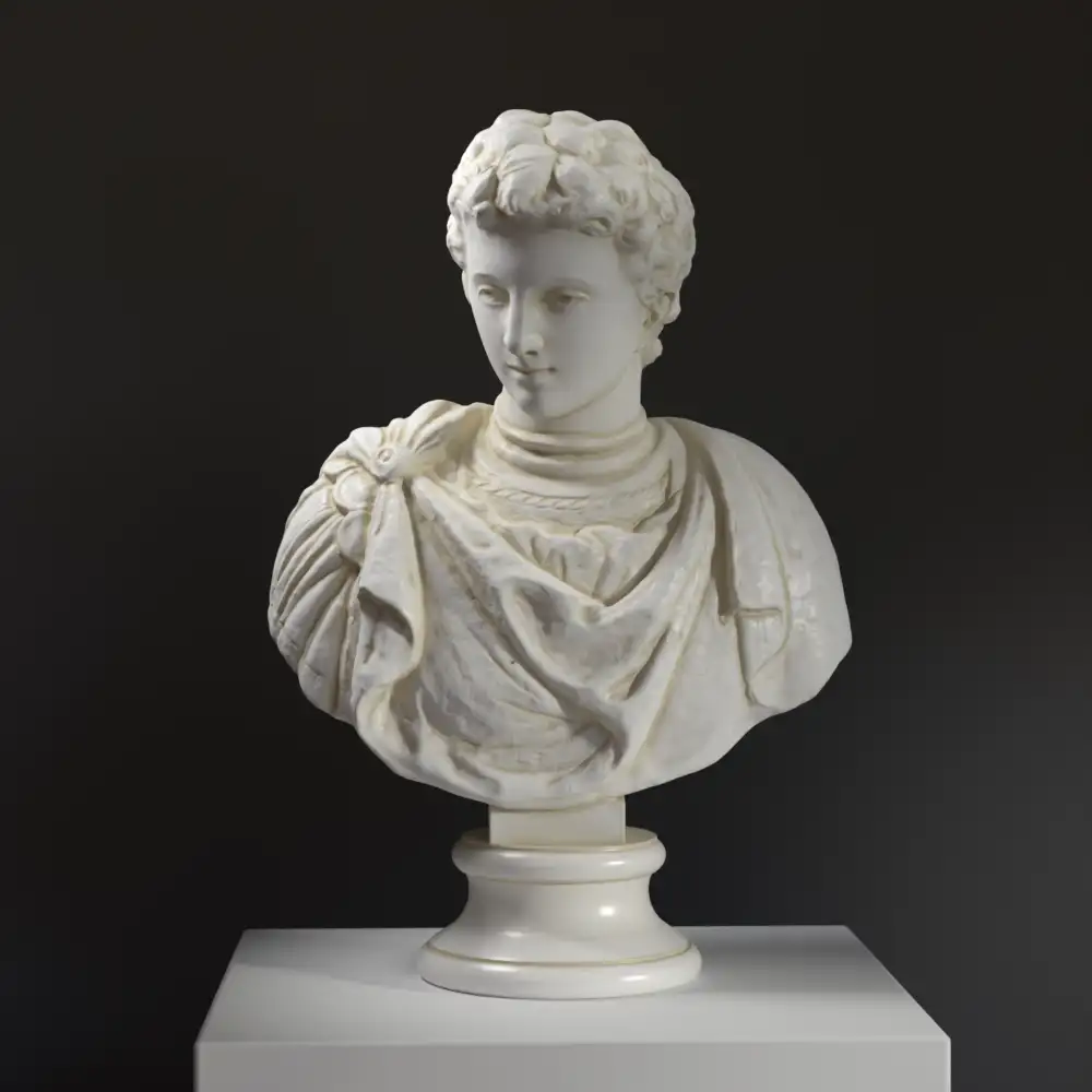 Busto di un Uomo in resina con effetto marmo e bronzo.