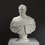 Busto dell'Imperatore Filippo l'Arabo in resina con effetto marmo e bronzo.