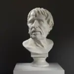 Busto del Ritratto di Esiodo in resina con effetto marmo e bronzo.