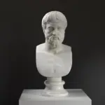 Busto di Sofocle in resina con finitura in patina.