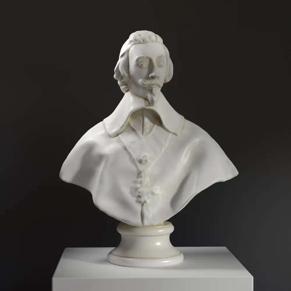 Busto del Cardinale Richelieu al Louvre di Parigi, replica in resina con effetto marmo e bronzo.