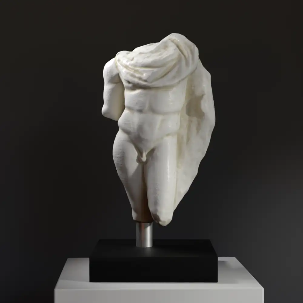 Replica del busto del torso di Meleagro in marmo romano.