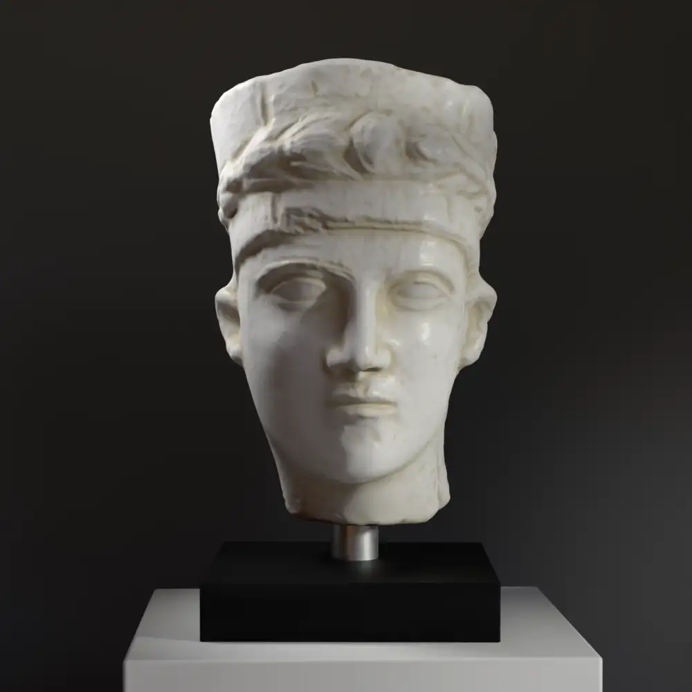 Busto di un sacerdote in resina con finitura in marmo e bronzo.