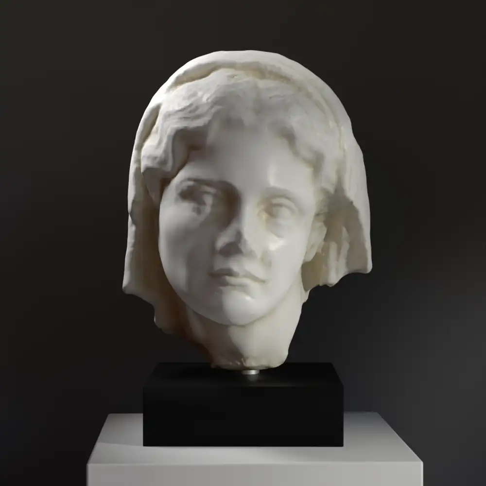 Replica del Busto di Demetra, Dea del raccolto, in resina con finitura in marmo e bronzo.