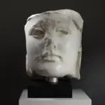 Busto della Testa di Atena in Marmo, replica dettagliata dell'arte antica.