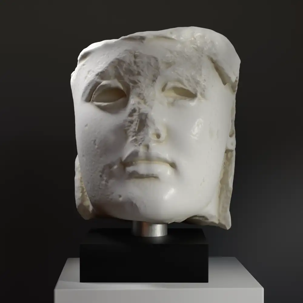 Busto della Testa di Atena in Marmo, replica dettagliata dell'arte antica.