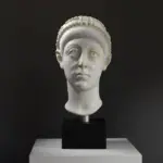 Busto dell'Imperatore Arcadio in resina con dettagli raffinati.