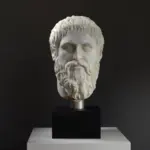 Replica del Busto di Platone in resina con finitura marmo e bronzo.