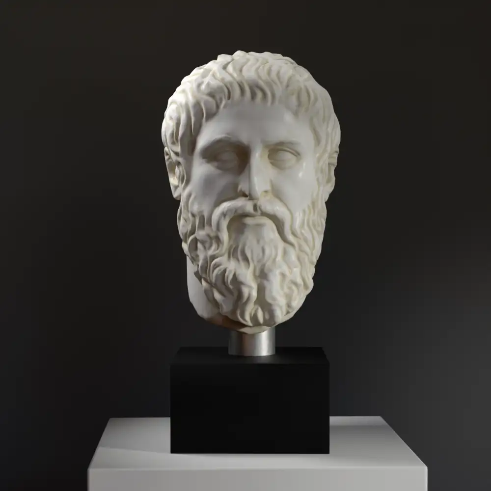 Replica del Busto di Platone in resina con finitura marmo e bronzo.