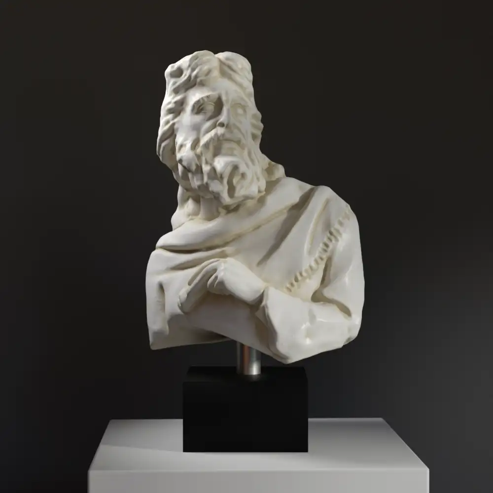 Busto del Profeta Aggeo in resina con finitura in marmo e bronzo.