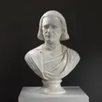 Busto di Franz Liszt in resina con effetto marmo e bronzo.