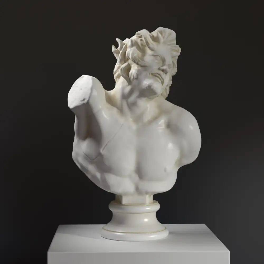 Busto di un Satyr ubriaco, replica del tipo di Ercolano, realizzato in resina.