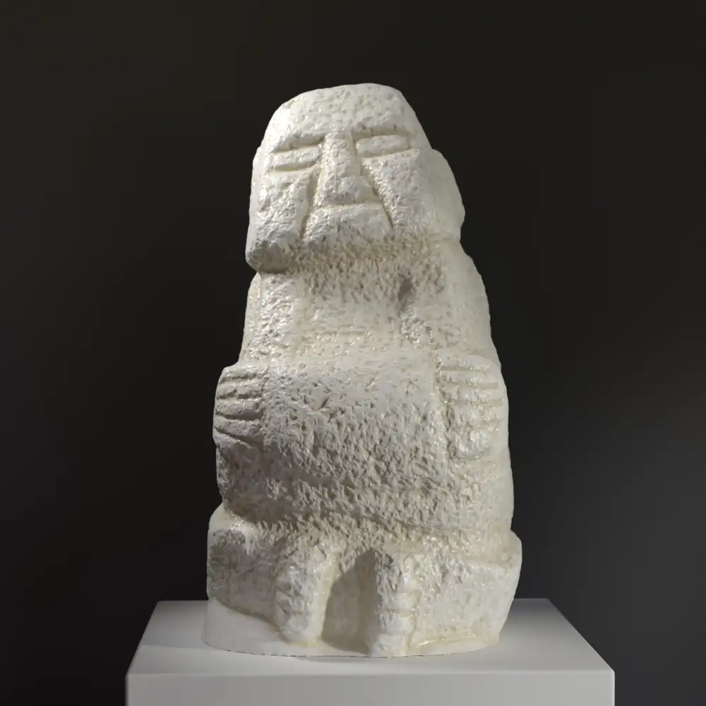 Replica van de Anthropomorfe Sculptuur Potbelly met marmer- en bronseffect.
