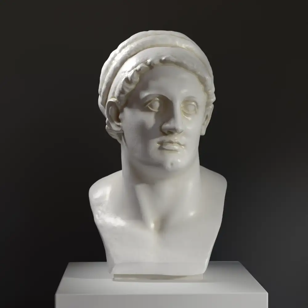 Buste van Ptolemaeus I Soter, Koning van Egypte, gemaakt van hoogwaardige hars met een marmerachtige afwerking.