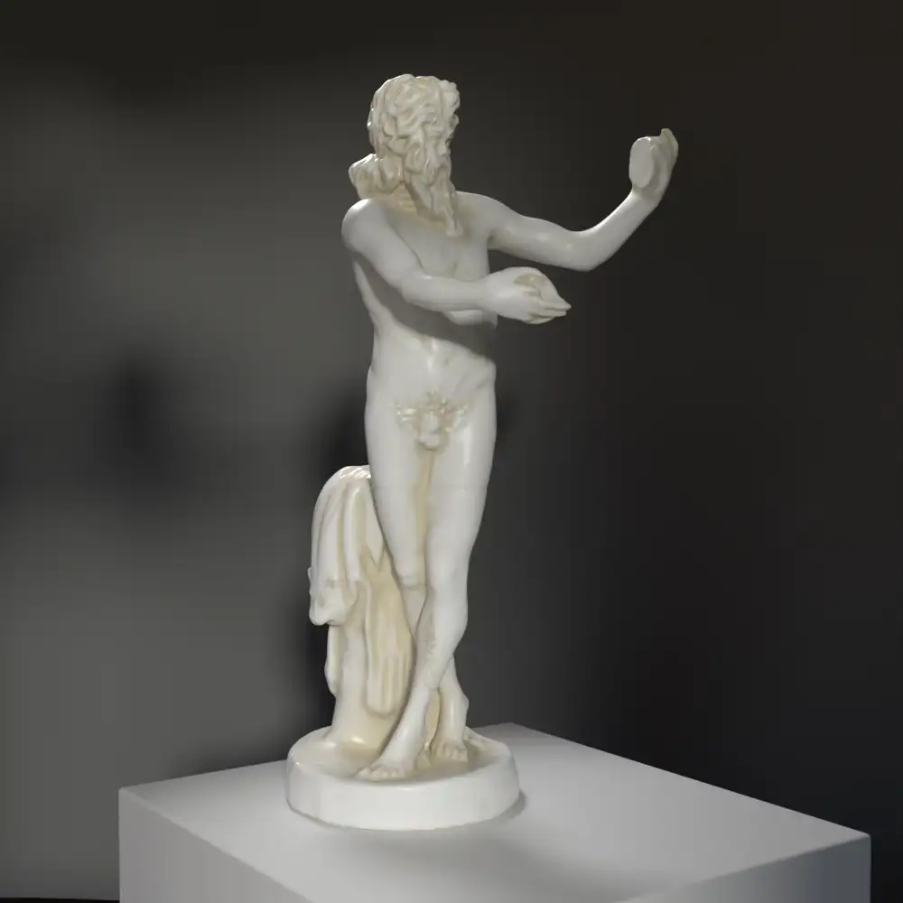 Dansende Satyr sculptuur in hoogwaardig resin met patina.
