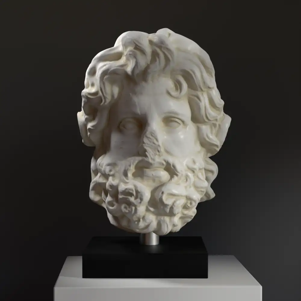 Replica van de Buste van een Colossaal Standbeeld van Zeus-Ammon met ramshoorns.