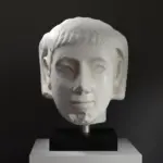 Buste van een Koning uit de Ptolemaïsche periode, gedetailleerde replica in marmer- en bronzen afwerking.
