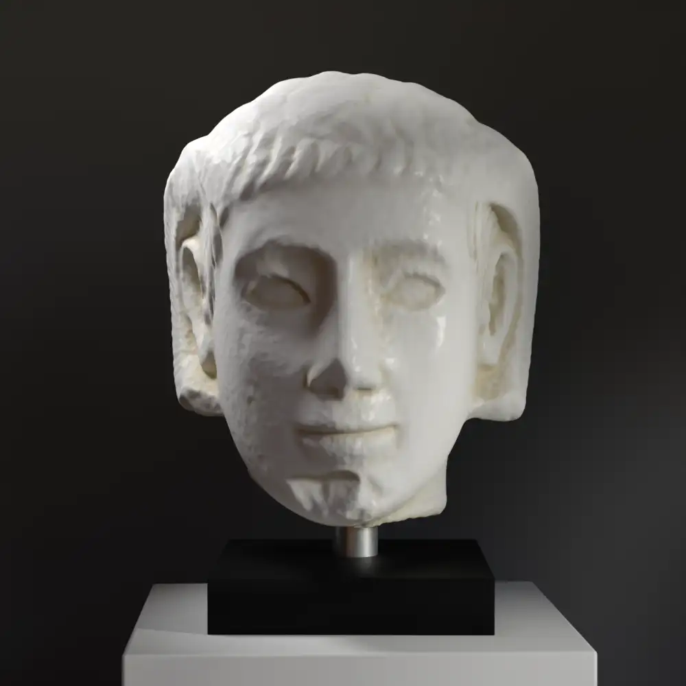 Buste van een Koning uit de Ptolemaïsche periode, gedetailleerde replica in marmer- en bronzen afwerking.
