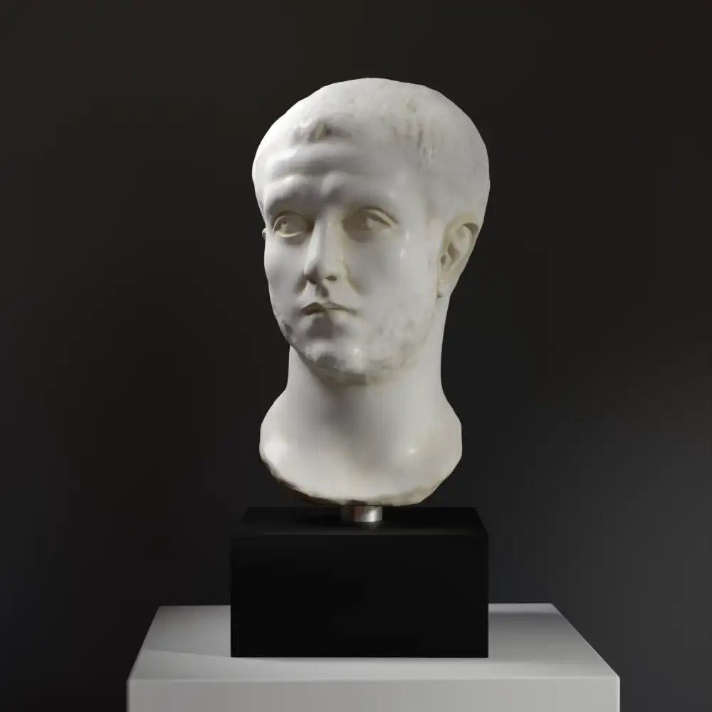 Buste van een Gallische man, gedetailleerde replica van een historische sculptuur.