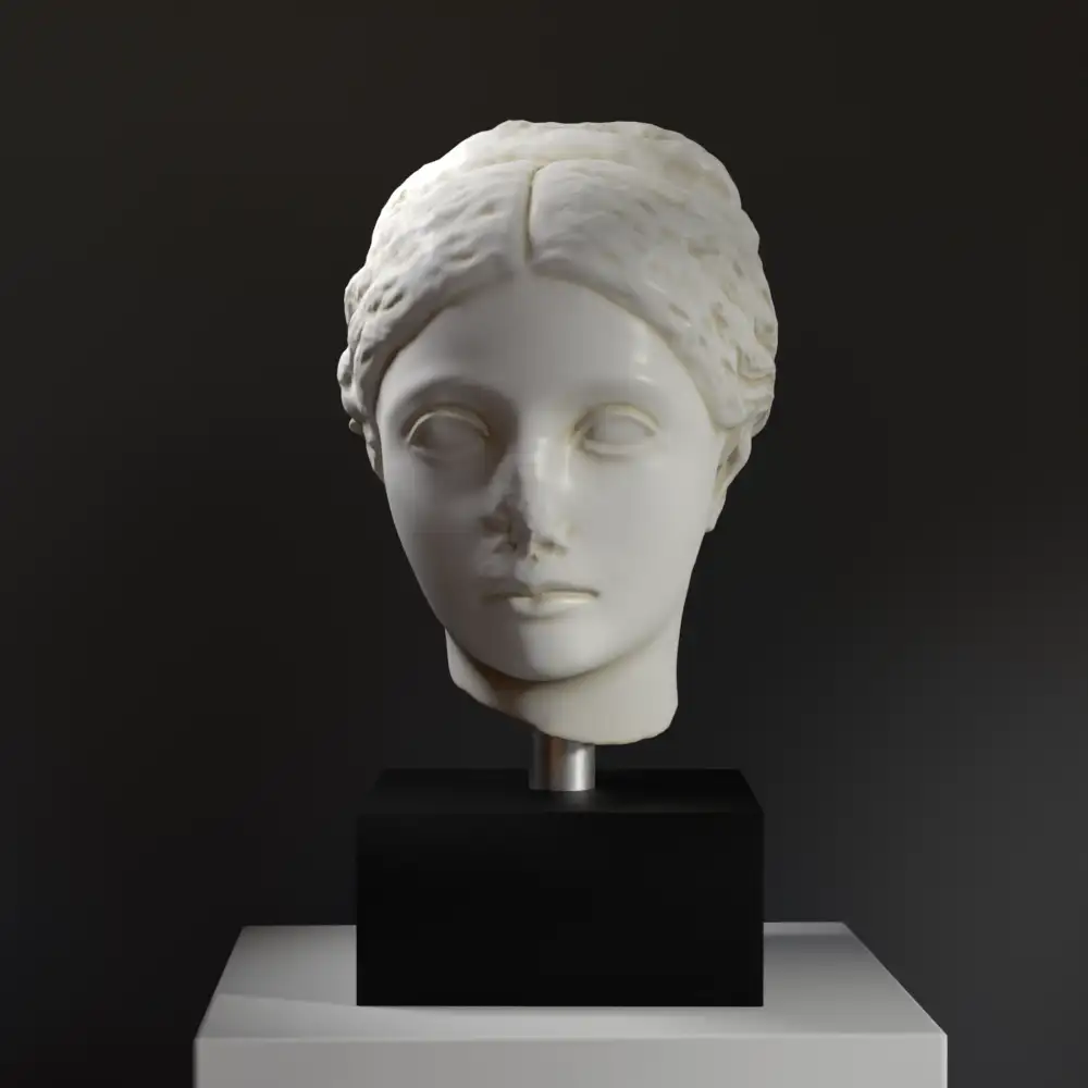 Buste van een Meisje, een klassieke sculptuur in resin met een luxe afwerking.