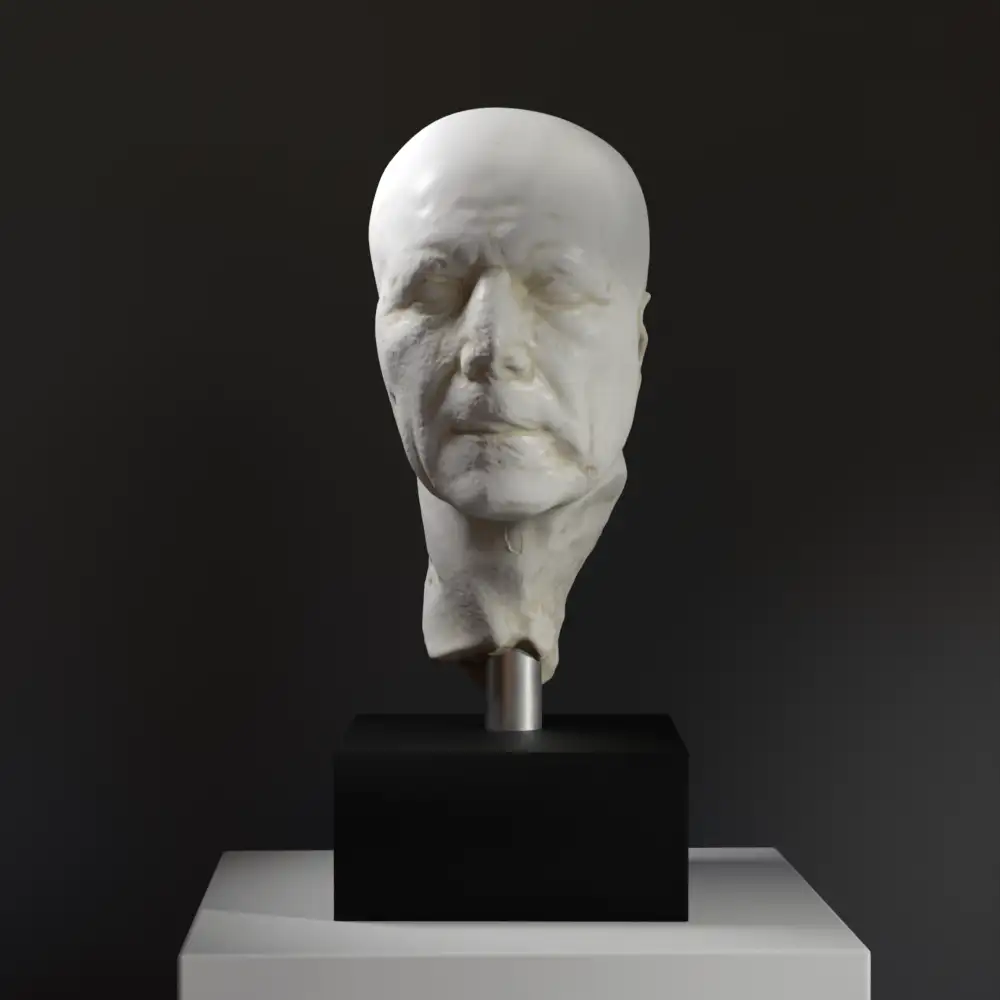 Buste van een priester van Isis, gedetailleerde replica van een klassieke sculptuur.