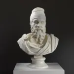 Replica van de Buste van een Daciaan, vervaardigd uit hoogwaardig resin met marmer- en bronspatina.